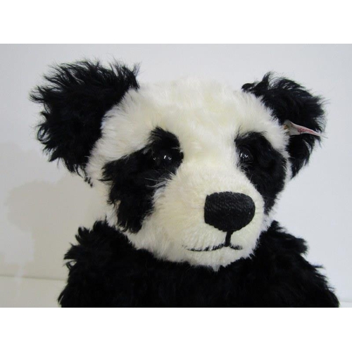 501 - STEIFF BEAR, Panda Bear with growler, mohair, no 661013, 39cm height, with box and COA