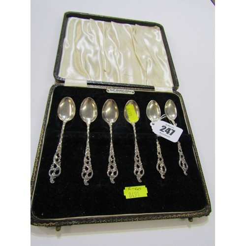 247 - NORWEGIAN SILVER COFFEE SPOONS, set of 6 ornate handled silver coffee spoons, marked NM 830S, 48 gra... 