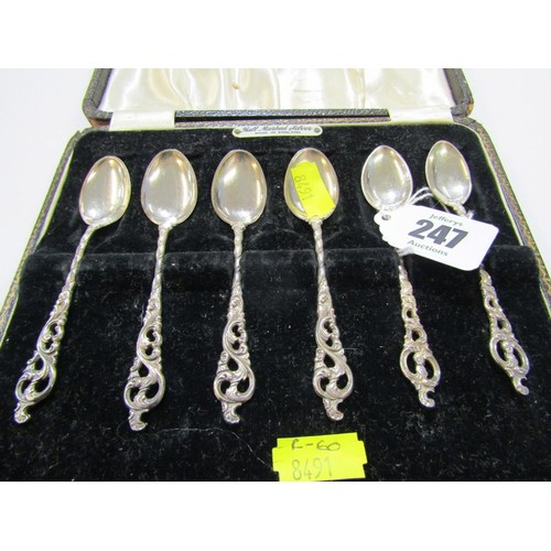 247 - NORWEGIAN SILVER COFFEE SPOONS, set of 6 ornate handled silver coffee spoons, marked NM 830S, 48 gra... 