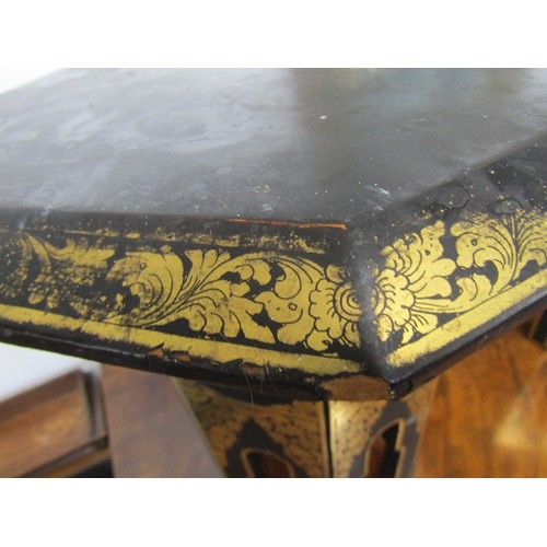 671 - EASTERN FURNITURE, two gilded octagonal occasional tables, on ebonised ground, 37cm width