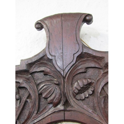 675 - VICTORIAN CARVED FRAME WALL MIRROR, birds of prey and floral blossom, relief carved surround, 95cm h... 