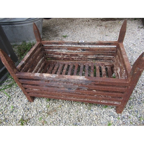 386 - CAST IRON RECTANGULAR FIRE BASKET, 59CM width