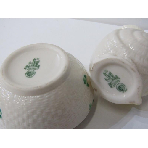 119 - BELLEEK, collection of 6 pieces to include cream jug and flower holders