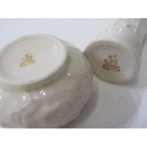 119 - BELLEEK, collection of 6 pieces to include cream jug and flower holders