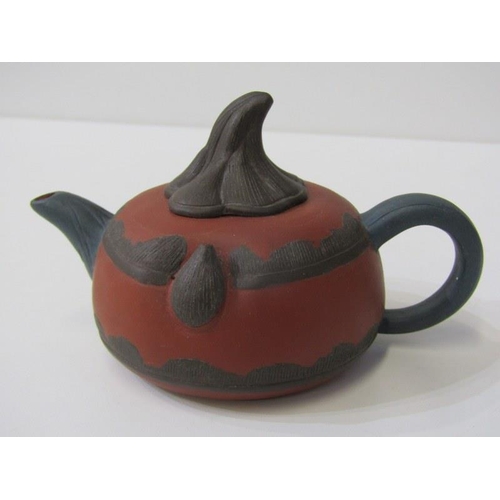 51 - ORIENTAL CERAMICS, 2 miniature red Yixing tea pots