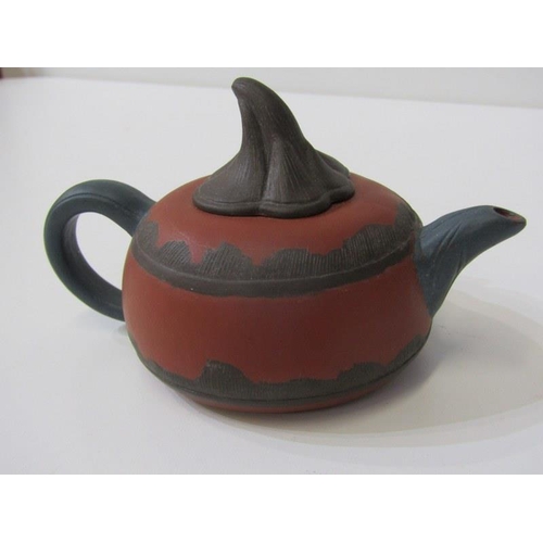 51 - ORIENTAL CERAMICS, 2 miniature red Yixing tea pots