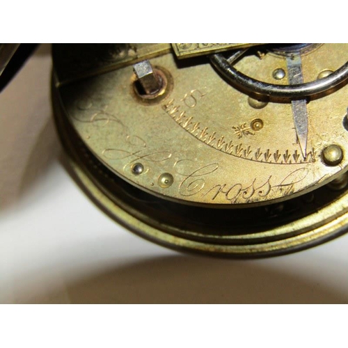 277 - PAIR CASED SILVER POCKET WATCH, with fusee movement, signed H Cross, engraved Brigg no 5985, with si... 