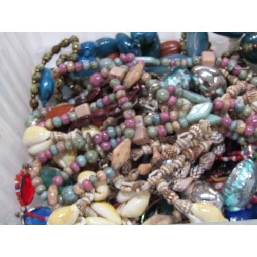 324 - COSTUME JEWELLERY, boxed and various beaded necklaces