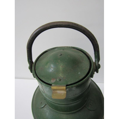 102 - VINTAGE GREEN METAL LAMP, 