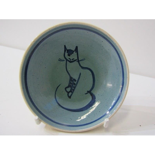 107 - CATS, 2 cat figures and 4 ceramic cat dishes