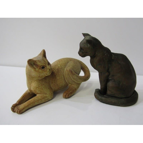 107 - CATS, 2 cat figures and 4 ceramic cat dishes