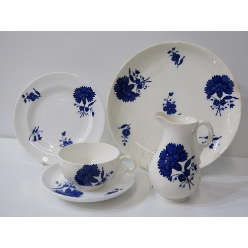 109 - TEAWARE, set of 6 blue flower design cups, saucers, tea plates, milk jug and serving plate