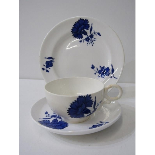 109 - TEAWARE, set of 6 blue flower design cups, saucers, tea plates, milk jug and serving plate