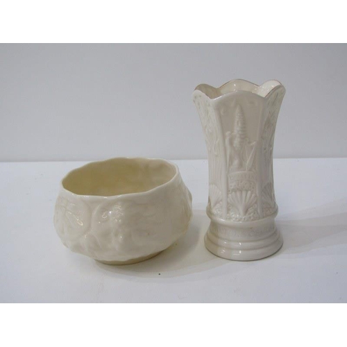 119 - BELLEEK, collection of 6 pieces to include cream jug and flower holders