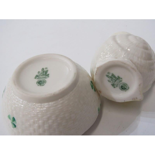 119 - BELLEEK, collection of 6 pieces to include cream jug and flower holders