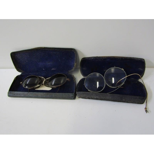 122 - SPECTACLES, ETC, box of assorted antique spectacles, Victorian ebonised shelf unit, dressing table s... 