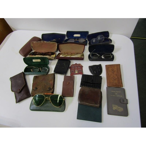 122 - SPECTACLES, ETC, box of assorted antique spectacles, Victorian ebonised shelf unit, dressing table s... 