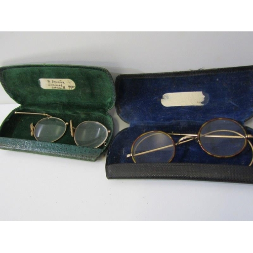 122 - SPECTACLES, ETC, box of assorted antique spectacles, Victorian ebonised shelf unit, dressing table s... 