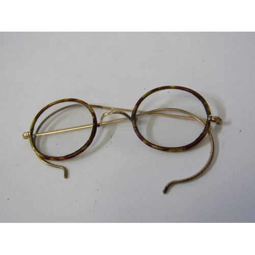 122 - SPECTACLES, ETC, box of assorted antique spectacles, Victorian ebonised shelf unit, dressing table s... 