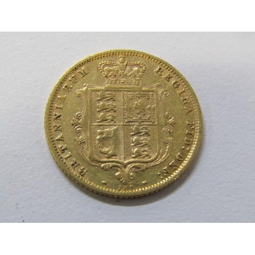 132 - HALF SOVEREIGN, Victorian bun head, shield back gold half sovereign, 1873, higher grade