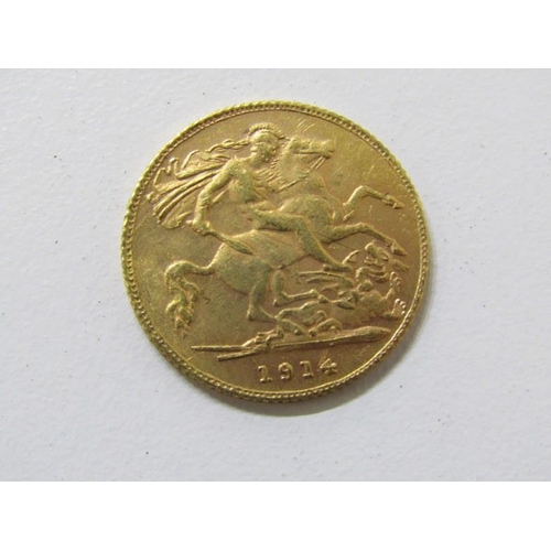 137 - HALF SOVEREIGN, George V gold half sovereign, 1914, higher grade