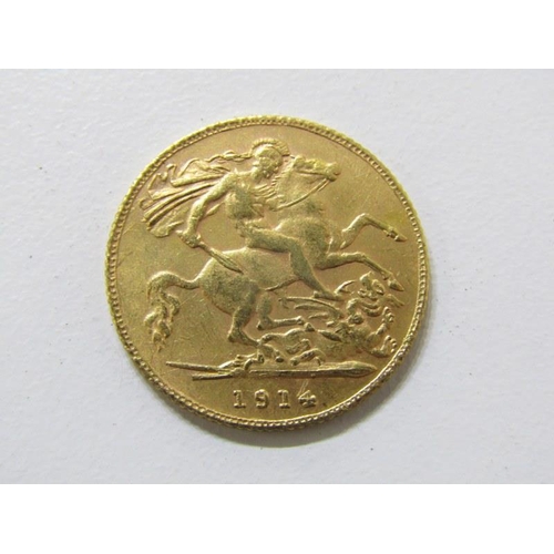 138 - HALF SOVEREIGN, George V gold half sovereign, 1914, higher grade