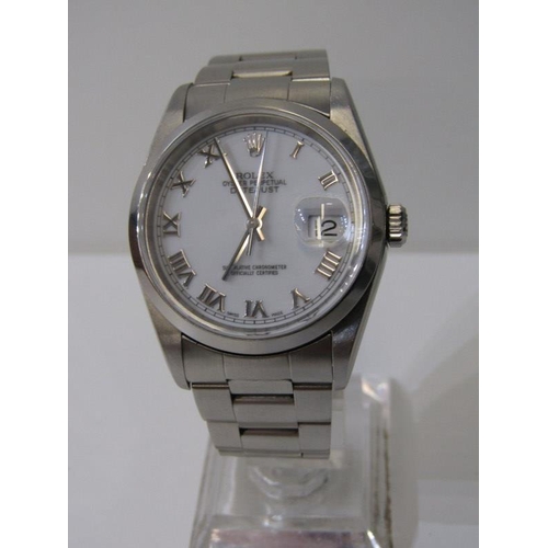 142 - ROLEX WRIST WATCH, Royal Oyster Perpetual date, stainless steel bracelet wrist watch, model no 16,20... 