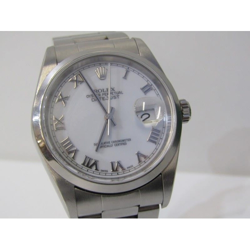 142 - ROLEX WRIST WATCH, Royal Oyster Perpetual date, stainless steel bracelet wrist watch, model no 16,20... 