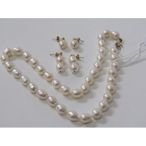 144 - CULTURED PEARL NECKLACE & EARRINGS, 16