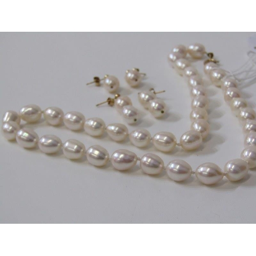 144 - CULTURED PEARL NECKLACE & EARRINGS, 16