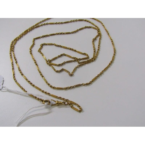 149 - GOLD LONGUARD CHAIN, 15ct yellow gold fancy long guard chain, 54