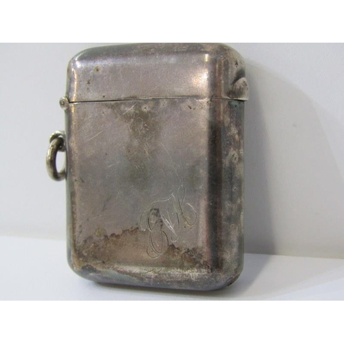 161 - SILVER ITEMS, 2 silver vesta cases, one with foliate engraved decoration also a silver stamp case of... 