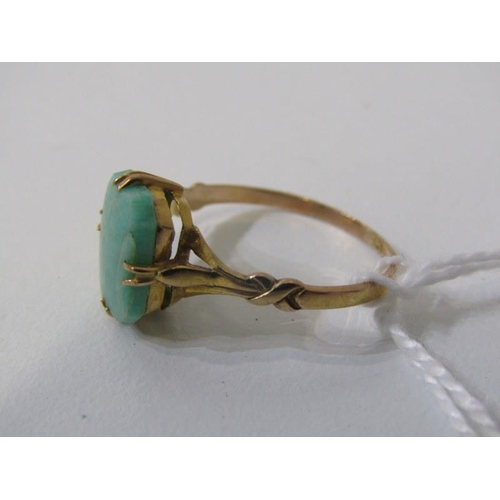 163 - JADE RING, 9ct yellow gold ring set with rectangular form jade stone, size M/N