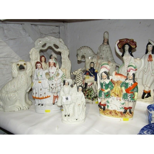 19 - STAFFORDSHIRE POTTERY, collection of 8 mainly Victorian Staffordshire pottery groups to include Bowe... 