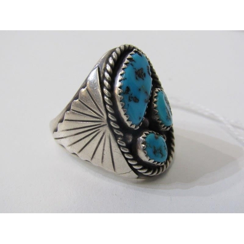 190 - NAVAJO RING, North American Navajo stone set silver ring, size R/S