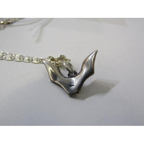 192 - SILVER & COSTUME JEWELLERY, silver pendant in the form of a bat on an 18