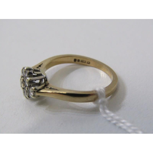 206 - DIAMOND CLUSTER RING, 9ct yellow gold ring, set a lozenge form cluster of diamonds, size H/I