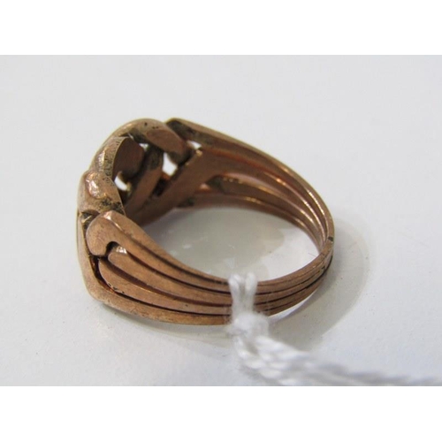 207 - ROSE GOLD RING, rose gold ring of plaited form, size L, tests as 9ct, 4.8 grams