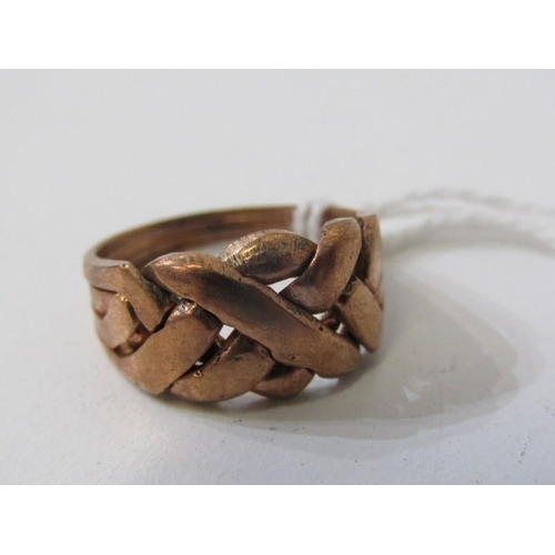 207 - ROSE GOLD RING, rose gold ring of plaited form, size L, tests as 9ct, 4.8 grams