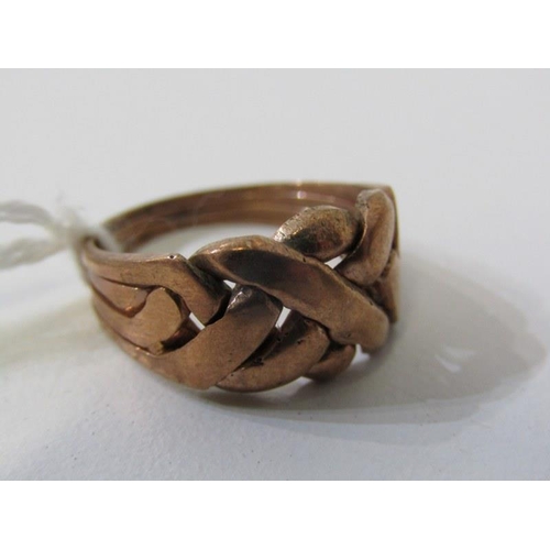 207 - ROSE GOLD RING, rose gold ring of plaited form, size L, tests as 9ct, 4.8 grams