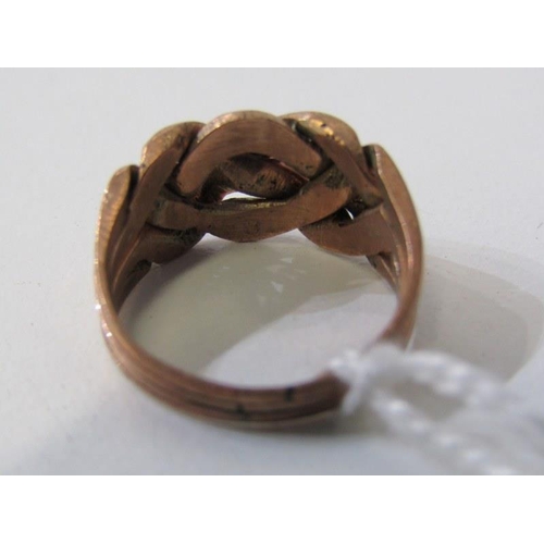 207 - ROSE GOLD RING, rose gold ring of plaited form, size L, tests as 9ct, 4.8 grams