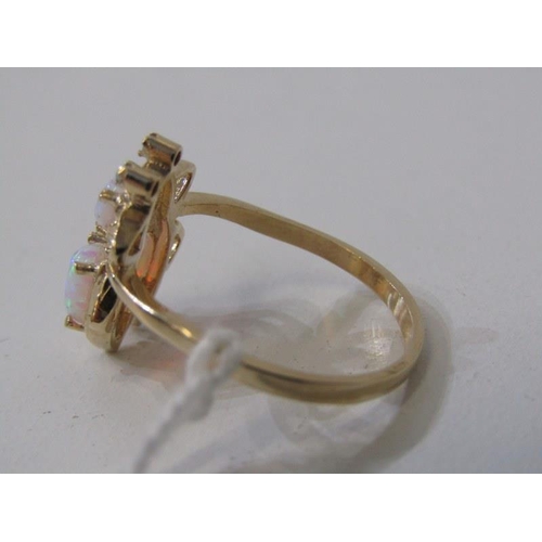 209 - OPAL INSECT RING, 9ct yellow gold ring set opals, in the form of a bee, size O/P