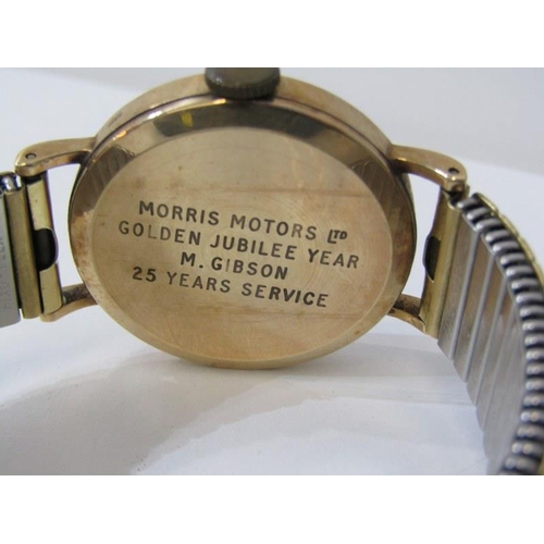 235 - GENT'S GOLD CASED PRESENTATION WRIST WATCH, Smiths 15 jewel gent's wrist watch with inscription to r... 