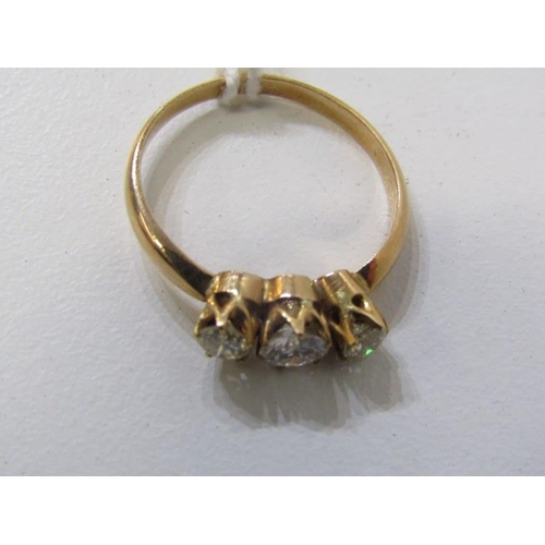 241 - DIAMOND 3 STONE RING, yellow gold ring (tests as 18ct) set 3 graduated diamonds of over 0.5 carat to... 