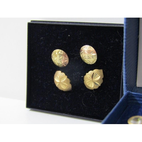 246 - 9ct GOLD EARRINGS, 4 pairs of assorted 9ct gold earrings, including pair of stud earrings with set c... 