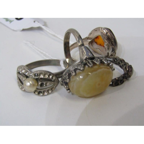 249 - SILVER STONE SET RINGS, 4 assorted silver stone set rings, various sizes and designs