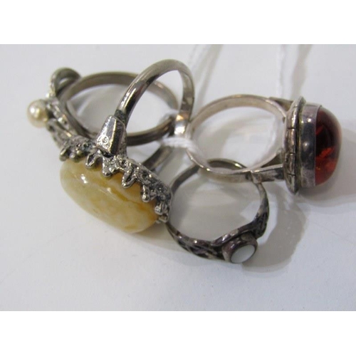 249 - SILVER STONE SET RINGS, 4 assorted silver stone set rings, various sizes and designs