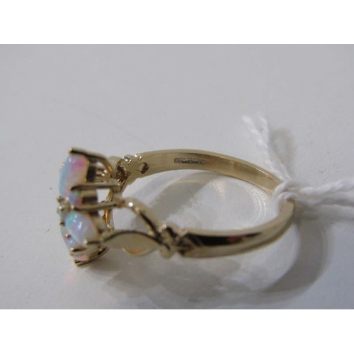 250 - OPAL CLUSTER RING, 9ct yellow gold ring, set a cluster of opals in a star formation, size N/O