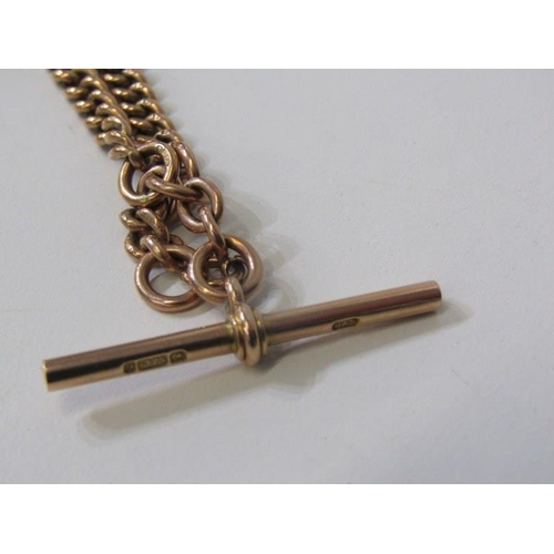 261 - GOLD DOUBLE ALBERT CHAIN, 9ct rose gold double Albert watch chain, 9