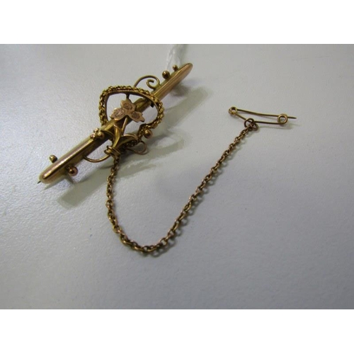 267 - GOLD BAR BROOCH, 9ct gold bar brooch a/f, 2.5 grams